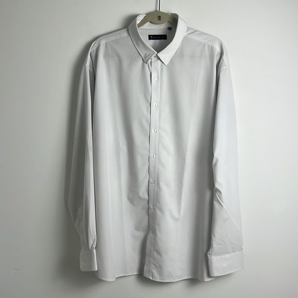 American Tall Traveler Stretch Dress Shirt White 2XL Semi Tall Career Classic - Picture 3 of 12